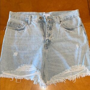 Forever 21 Light Blue Ripped Jean Shorts